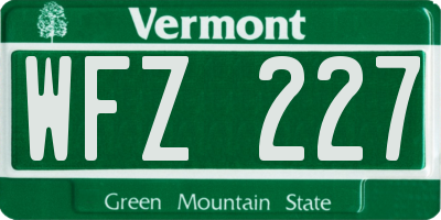 VT license plate WFZ227