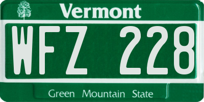VT license plate WFZ228