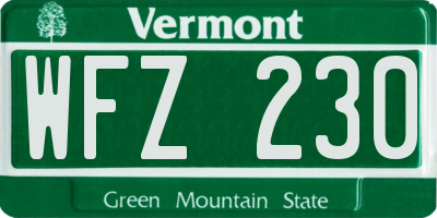 VT license plate WFZ230