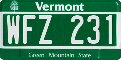 VT license plate WFZ231