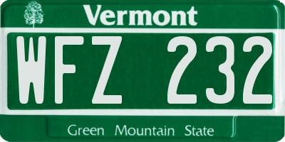VT license plate WFZ232