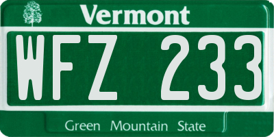 VT license plate WFZ233