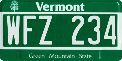 VT license plate WFZ234