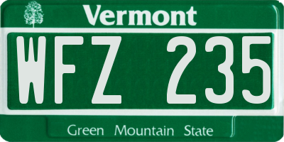 VT license plate WFZ235