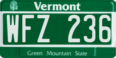 VT license plate WFZ236