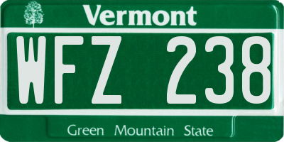 VT license plate WFZ238