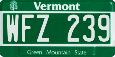 VT license plate WFZ239
