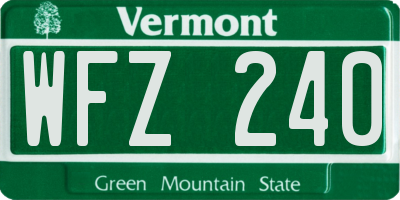 VT license plate WFZ240