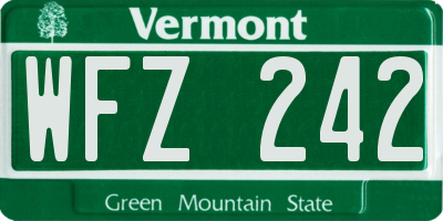 VT license plate WFZ242