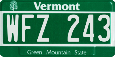 VT license plate WFZ243
