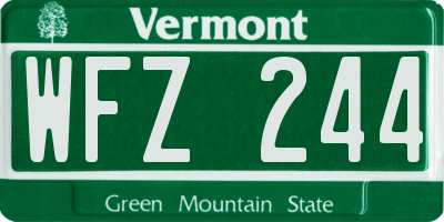 VT license plate WFZ244
