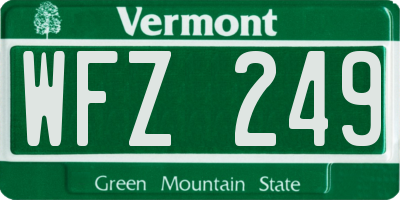 VT license plate WFZ249