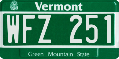 VT license plate WFZ251