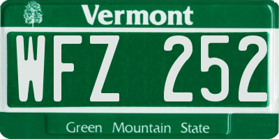 VT license plate WFZ252