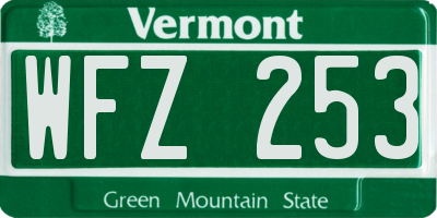 VT license plate WFZ253