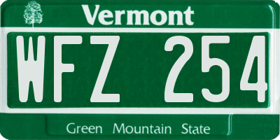 VT license plate WFZ254