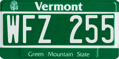 VT license plate WFZ255