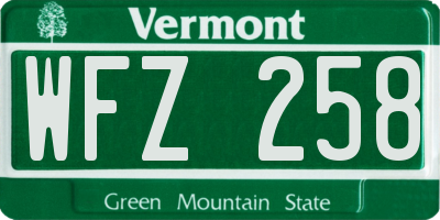 VT license plate WFZ258