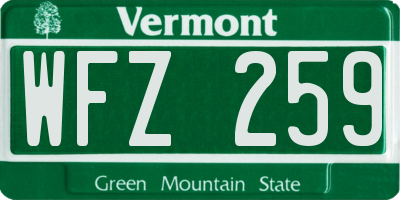 VT license plate WFZ259