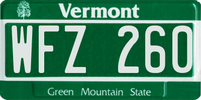 VT license plate WFZ260