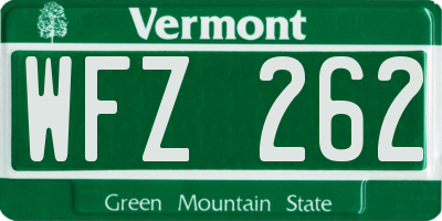 VT license plate WFZ262