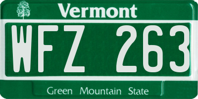 VT license plate WFZ263