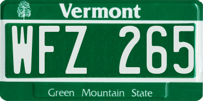 VT license plate WFZ265