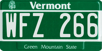 VT license plate WFZ266