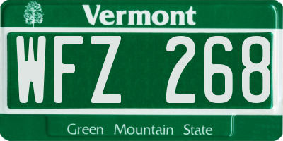 VT license plate WFZ268
