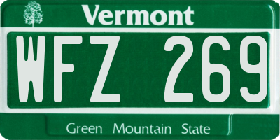 VT license plate WFZ269