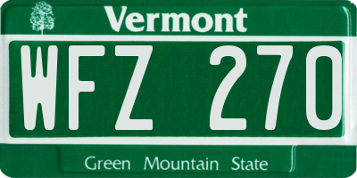 VT license plate WFZ270