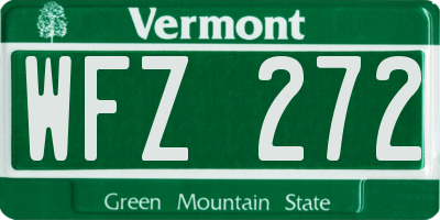 VT license plate WFZ272