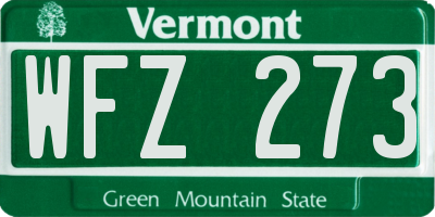 VT license plate WFZ273