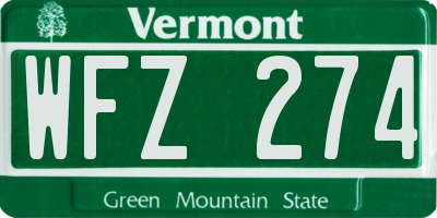 VT license plate WFZ274