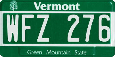 VT license plate WFZ276
