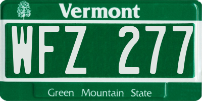 VT license plate WFZ277
