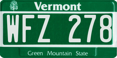 VT license plate WFZ278