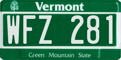 VT license plate WFZ281