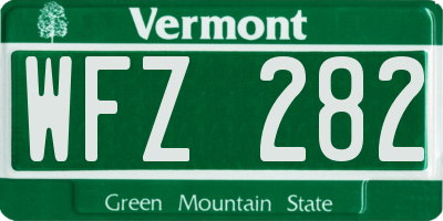 VT license plate WFZ282