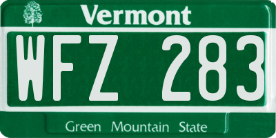 VT license plate WFZ283