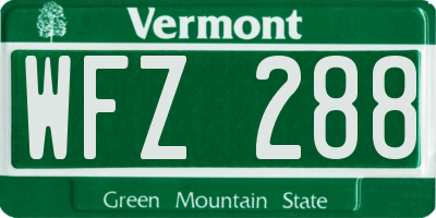 VT license plate WFZ288