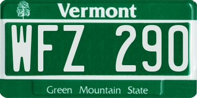 VT license plate WFZ290