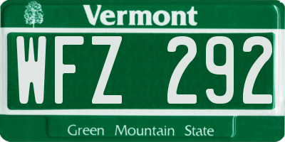 VT license plate WFZ292