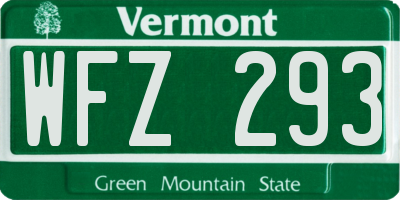 VT license plate WFZ293