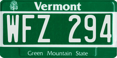 VT license plate WFZ294