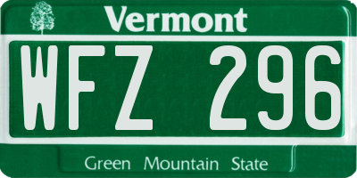 VT license plate WFZ296