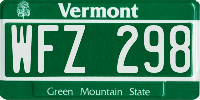 VT license plate WFZ298