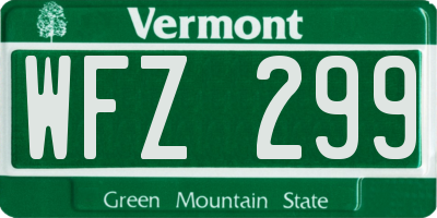 VT license plate WFZ299