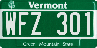 VT license plate WFZ301