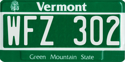 VT license plate WFZ302